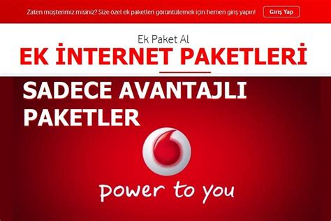 Vodafone ek internet paketi satın alma